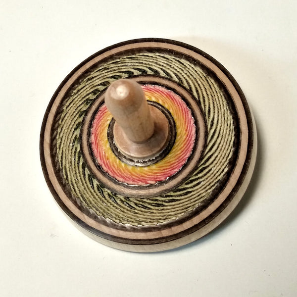 Hard maple, spinning tops, textured, colored