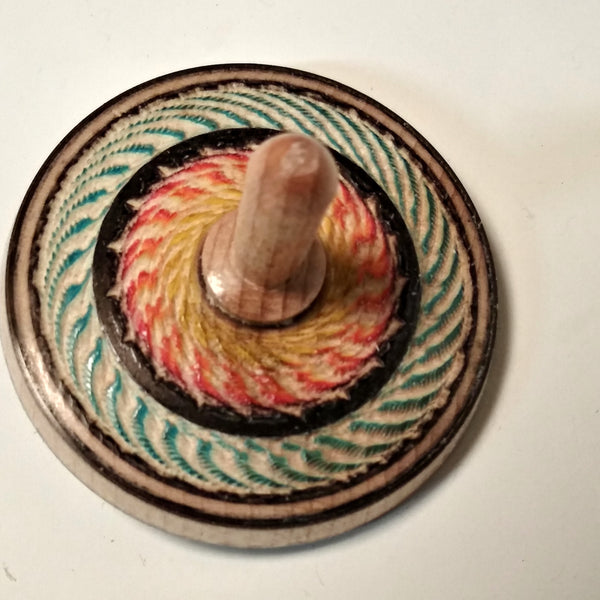 Hard maple, spinning tops, textured, colored